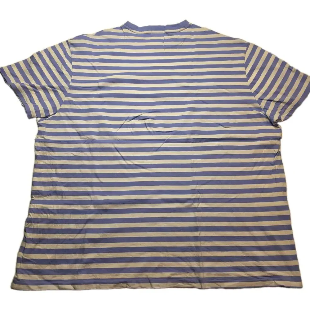 Polo Ralph Lauren Classic Fit Blue/White Striped Jersey Crewneck Tee Big 2X